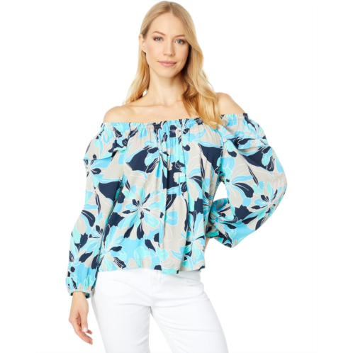 Womens Tommy Hilfiger Off-the-Shoulder Floral Ruffle Shirt