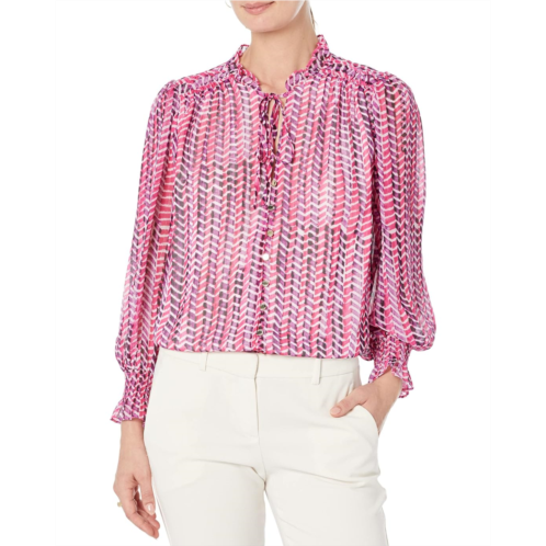 Womens DKNY Long Sleeve Ruffled Blouse