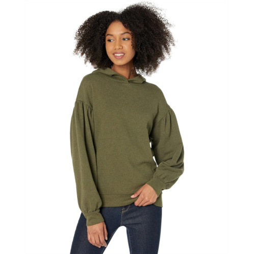 Madewell Pleat-Sleeve Shrunken Hoodie Sweatshirt