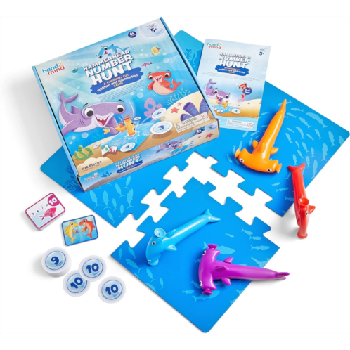hand2mind Hammerhead Number Hunt! Math Game, Addition and Subtraction Games, Educational Board Games, Fun Games for Family Game Night, Kindergarten Learning Games for Kids Ages 5-7