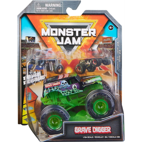 Monster Jam 2022 Spin Master 1:64 Diecast Truck with Bonus Accessory: See-Thru Crew Grave Digger