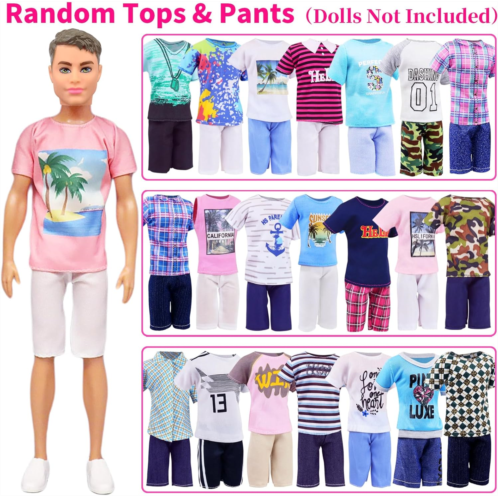 UNICORN ELEMENT 8 Item Fashion Doll Clothes for 11.5 Boy Doll Include 4 Sets T-Shirt+Pants, 4 Pairs of Swimming Trunks (Random Style and NO Doll)