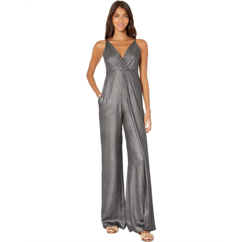 Jonathan Simkhai Metallic Chiffon Tie Back Jumpsuit Cover-Up