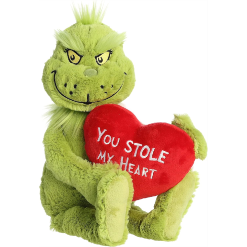 Aurora Whimsical Dr. Seuss Stole My Heart Grinch Stuffed Animal - Magical Storytelling - Literary Inspiration - Green 15 Inches