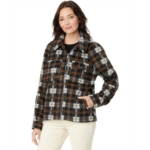 Womens Avec Les Filles Plaid Zip Front Jacket