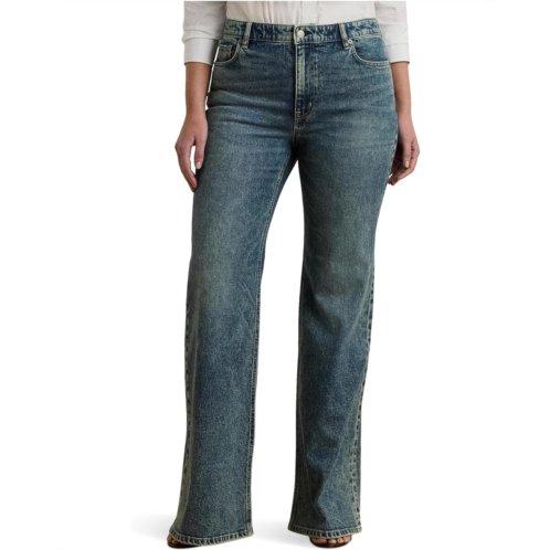 POLO RALPH LAUREN Womens Lauren Ralph Lauren Plus Size High-rise Flare Jeans In Haze Wash