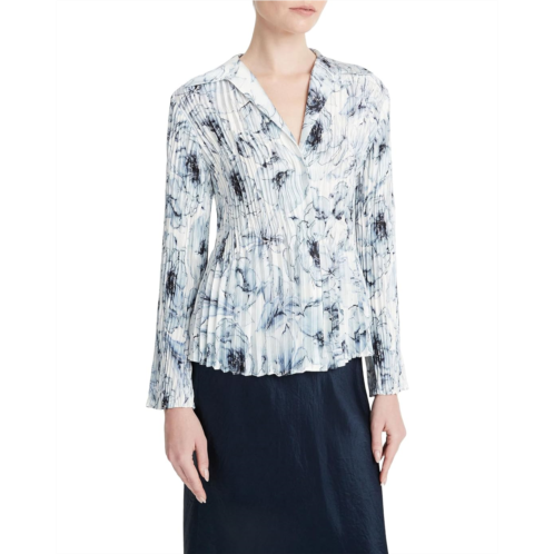 Womens Vince Washed Lily Pleated Blouse