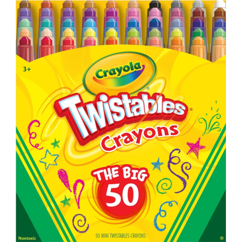 Crayola Mini Twistables Crayons (50ct), Kids Art Supplies, Unique Gifts for Kids, Coloring Set, Crayons for Toddlers & Kids, 3+