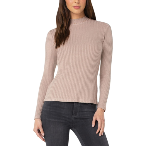 Liverpool Los Angeles Mock Neck Long Sleeve Ribbed Tee
