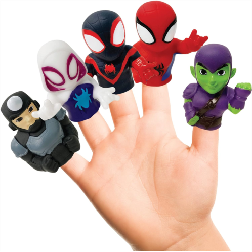 Ginsey Spidey & His Amazing Friends 5 Piece Finger Puppet Set - Party Favors, Educational, Bath Toys, Floating Pool Toys, Beach Toys, Finger Toys, Playtime