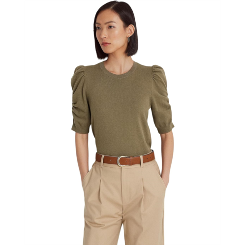 POLO Ralph Lauren Womens LAUREN Ralph Lauren Cotton-Blend Puff-Sleeve Sweater