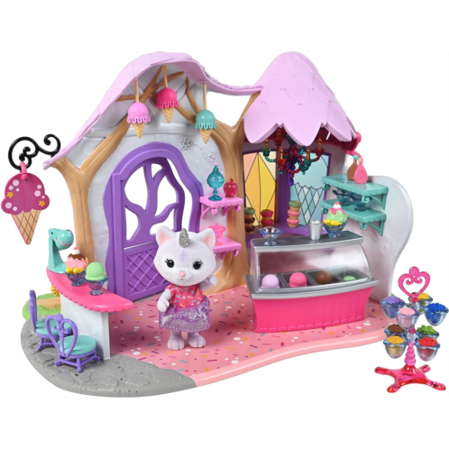 Sunny Days Entertainment Honey Bee Acres Rainbow Ridge Crystals Ice Cream Shop - 36 Furniture Accessories with Exclusive Unicorn Figure Fantasy Dollhouse Playset Pink Pretend Play