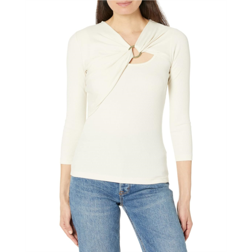 POLO RALPH LAUREN Womens LAUREN Ralph Lauren Ring-Front Rib-Knit Top