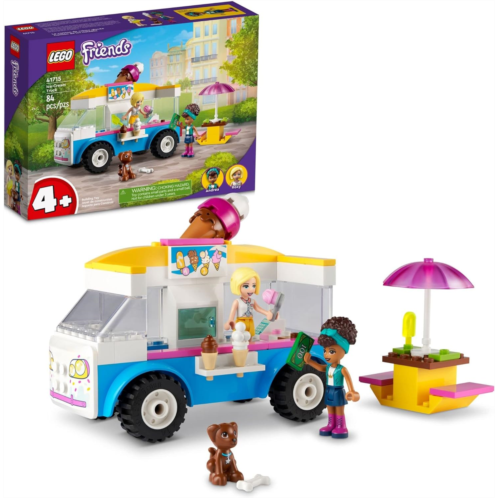 LEGO Friends Ice-Cream Truck Building Toy Pretend Play Gift for Kids Girls Boys Ages 4 and Up, Featuring Toy Van, Andrea & Roxy Mini-Dolls, Toy Dog and Accessories, 41715