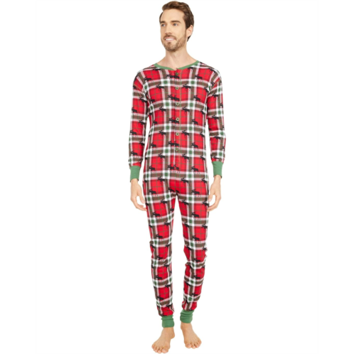 Little Blue House by Hatley Adult Union Suit One-Piece - Holiday Moose on Plaid