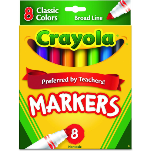 Crayola Broad Line Markers, School Supplies, Colors may vary, 8 Count