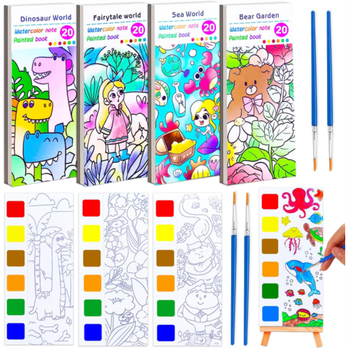 BAOXUE Paint With Water Coloring Books for Toddlers,Mess Free Pocket Watercolor Painting Kit for Kids,Water Color Paint Sets,Travel Arts and Crafts for Ages 4 5 6 7 8 Years Birthday Chris