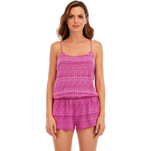 Lucky Brand Spring Romantic Tribal Burnout Romper Cover-Up