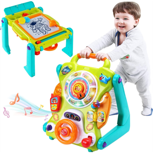 iPlay, iLearn 3 in 1 Baby Walker Sit to Stand Toys, Kids Activity Center, Toddlers Musical Fun Table, Lights and Sounds, Learning, Birthday Gift for 9, 12, 18 Months, 1, 2 Year Old