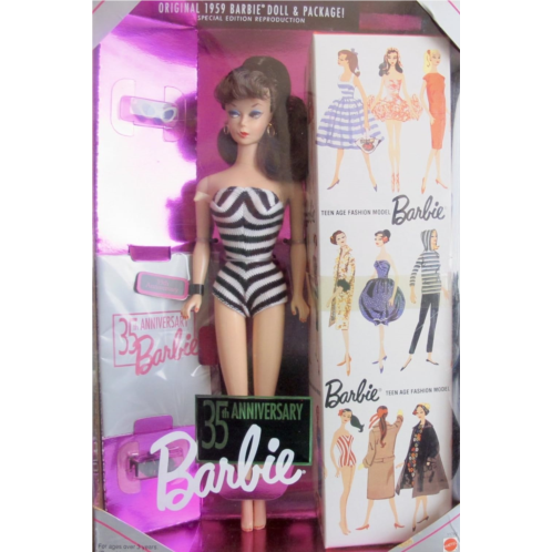 Barbie 35th Anniversary Doll (Brunette Hair) Reproduction 1959 Doll & Package Special Edition (1993)