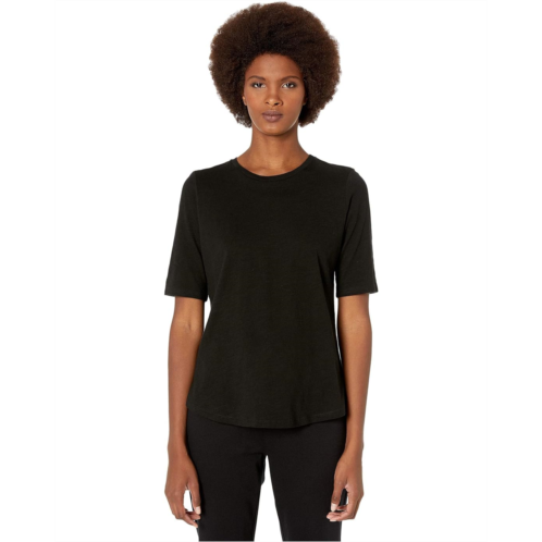 Womens Eileen Fisher Round Neck Elbow Top
