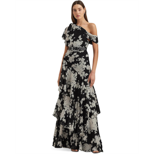 POLO RALPH LAUREN Womens Lauren Ralph Lauren Floral Georgette One-Shoulder Gown