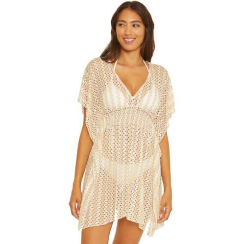 BECCA Golden Metallic Crochet Tunic Cover-Up