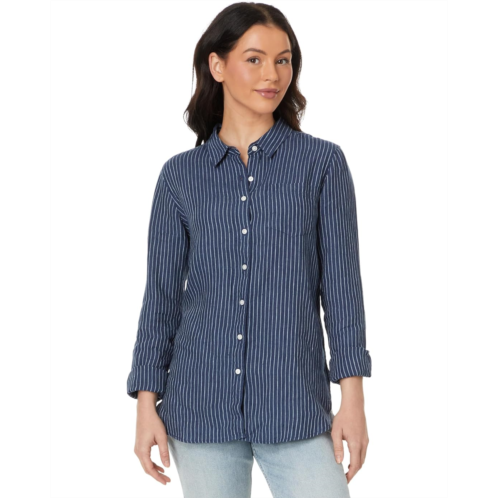 L.L.Bean Womens LLBean Premium Washable Linen Shirt Tunic Stripe