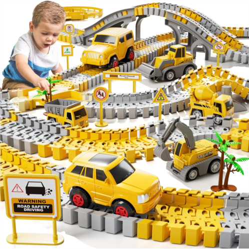 iHaHa Toddler Boy Toys for 3 4 5 6?Year Old, Total 236 PCS?Construction Toys Race Tracks for Boys Kids Toys, Birthday Toys for?3 4 5 6 Year Old Boys Girls Kids