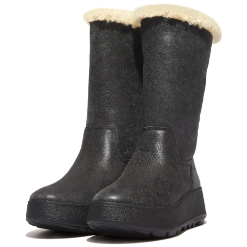 Womens FitFlop F-Mode Roll-Down Shearling Flatform Calf Boots