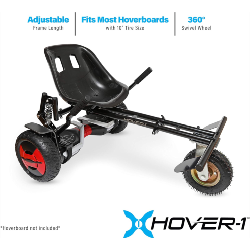 Hover-1 Beast Buggy Attachment Compatible with Most10 Electric Hoverboards, Hand-Operated Rear Wheel Control, Adjustable Frame & Straps, Easy Assembly & Install
