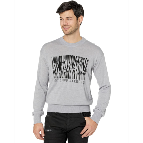 Just Cavalli Tricot-Knit Sweater with Just Code Graphic