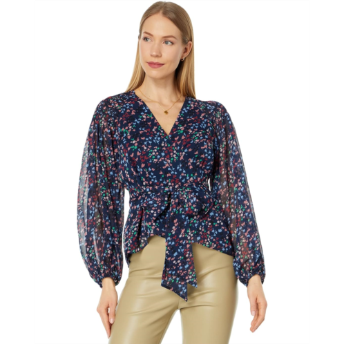 Ted Baker Tariaa Smocked Wrap Top with Blouson Sleeves