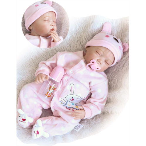 TatuDoll Reborn Baby Dolls Girl Sleeping 22 Reborn Doll Lifelike Soft Vinyl Silicone Baby Eyes Closed Children Gifts