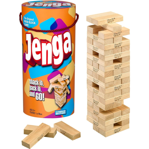 Hasbro Gaming Jenga Wooden Blocks Stacking Tumbling Tower Kids Game Ages 6 and Up (Amazon Exclusive)