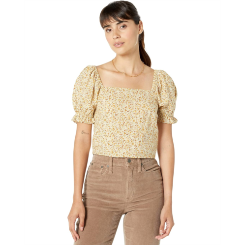 Madewell Hopewell Puff-Sleeve Crop Top in Cottage Garden