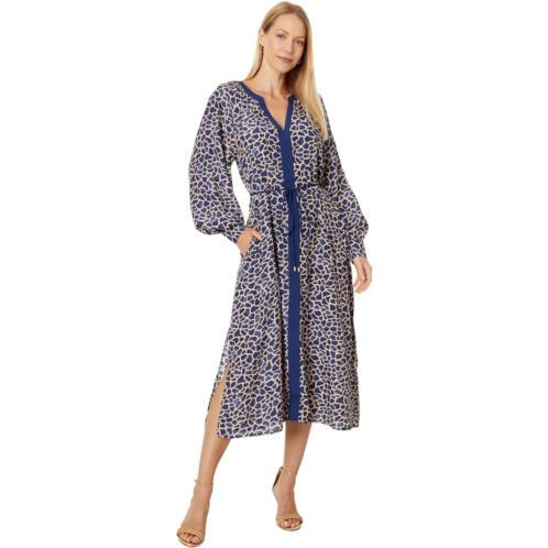 Womens Tommy Bahama Safari Spots Long Sleeve Midi Dress