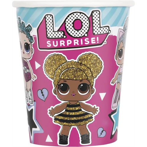 L.O.L. Surprise! Unique Multicolor LOL Surprise Paper Cups - 9 Oz. (8 Pack) Disposable & Durable Cups, Perfect for Kids Birthday Parties & Special Occasions