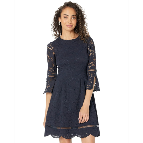 Vince Camuto Lace Pinch Pleat Fit-and-Flare Dress