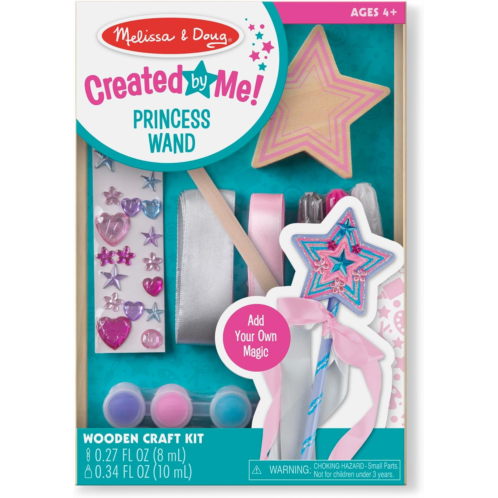 Melissa & Doug Created By Me! Paint & Decorate Your Own Wooden Princess Wand Craft Kit, Pink - Great For Rainy Days, Toys For Kids Ages 4+