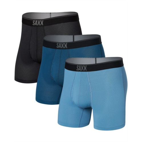 Mens SAXX UNDERWEAR Quest Quick Dry Mesh Boxer Brief Fly 3-Pack