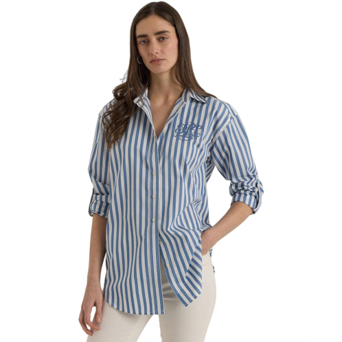 POLO Ralph Lauren LAUREN Ralph Lauren Petite Oversize Striped Cotton Broadcloth Shirt