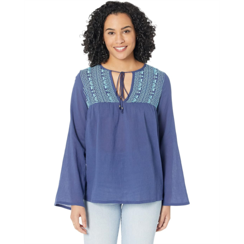 Roper Cotton Crepe Embroidery Peasant Blouse