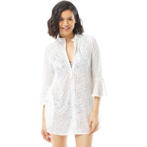 BEACH HOUSE Crochet Soleil Vanessa Zip Front Cover-Up Short Dress