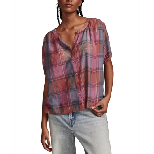 Lucky Brand Yarndyed Smocked Shoulder Blouse