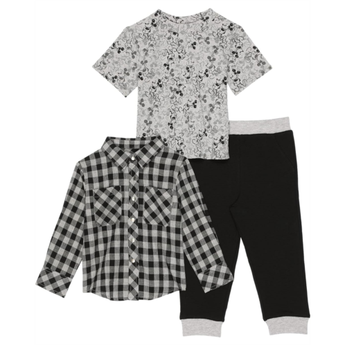 Pippa & Julie Plaid Top, Short Sleeve Tee & Pants Three-Piece Set (Toddler)