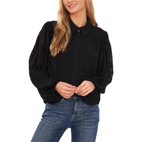 CeCe 3/4 Sleeve Blouse with Wide Collar