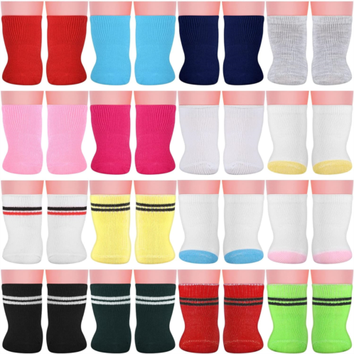 Honoson 16 Pairs Doll Socks Accessories Doll Socks for American 18 Inch Baby Girl 18 Inch Doll Accessories, Multicolor