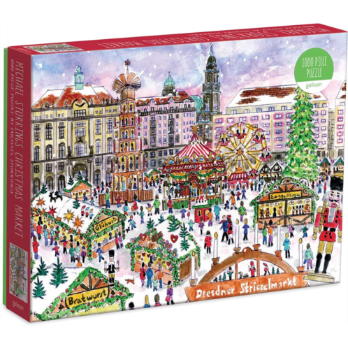 Galison Michael Storrings Christmas Market 1000 Piece Puzzle from Galison - Featuring Beautiful Illustrations of a Festive Snowy Town, 27 x 20, Makes a Wonderful Gift