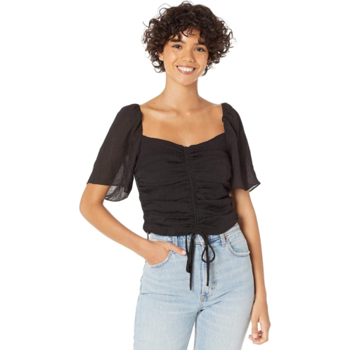 WAYF Secrets Kept Gathered Flutter Sleeve Top